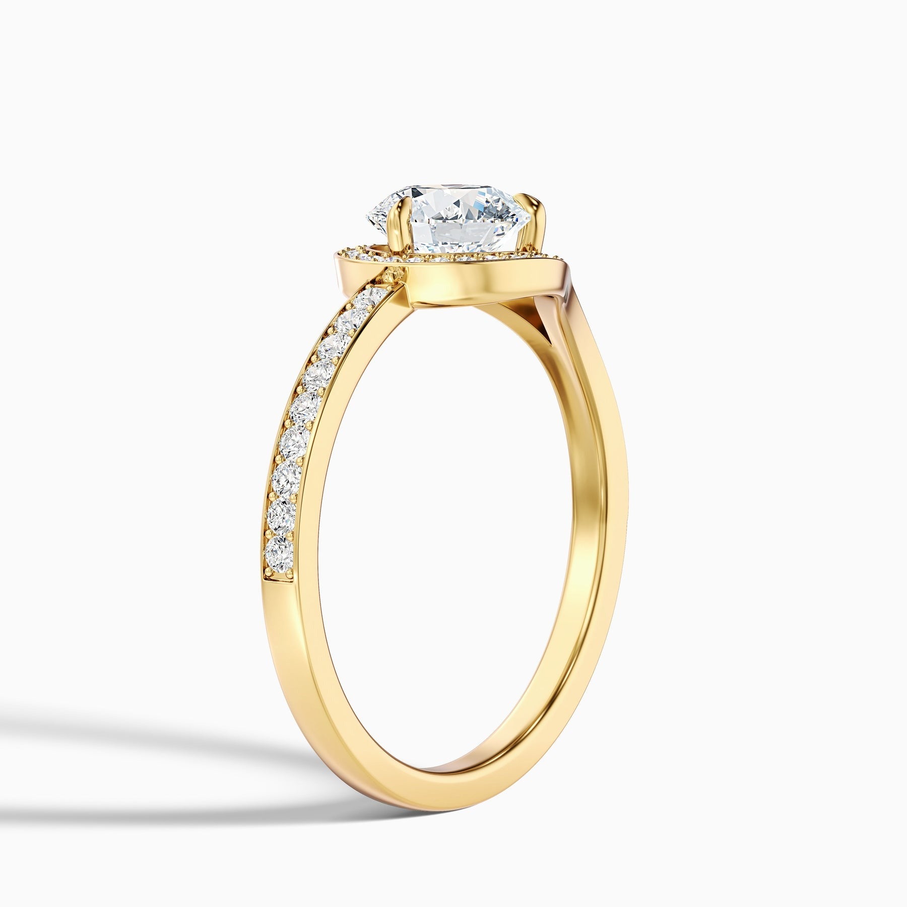 Polaris Round Halo Pave Moissanite Ring